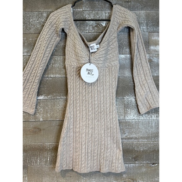 Princess Polly Dresses & Skirts - Princess Polly Cable Knit Mini Dress Womens S/M Beige NWT